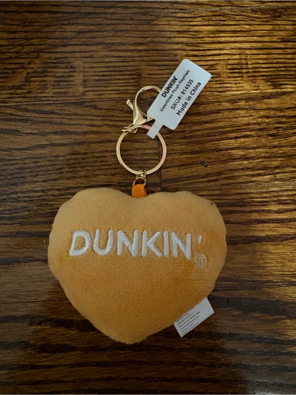 Dunkin' Orange Heart Plush Keyring